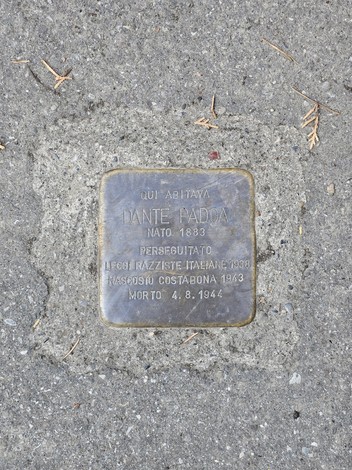 Pietra d'inciampo a Padova in memoria di Dante Padda, vittima delle persecuzioni razziali.