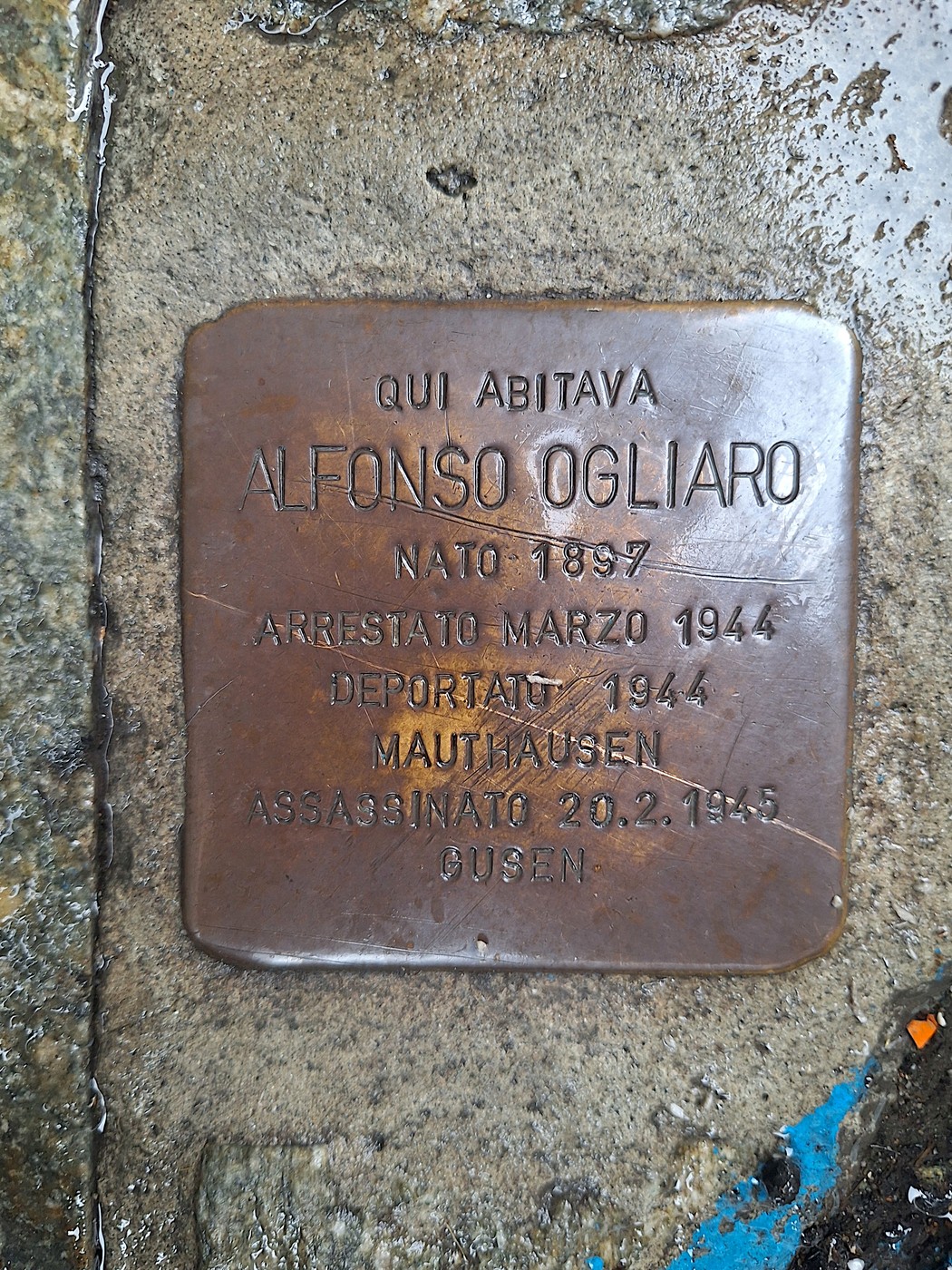 Pietra d'inciampo a Ogliaro, Comune di Torino (TO), foto 1