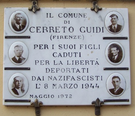 Lapide commemorativa a Cerreto Guidi per i caduti e deportati dai nazifascisti, maggio 1972.