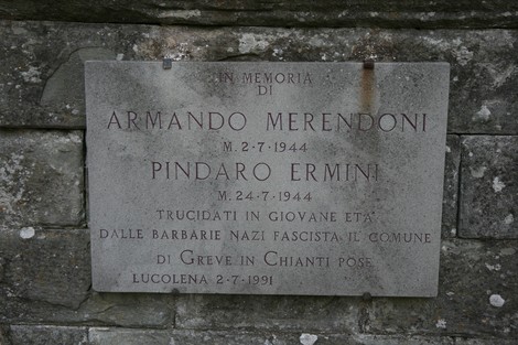Monumento commemorativo dedicato a Armando Merendoni e Pindaro Ermini, vittime del nazifascismo a Greve in Chianti.