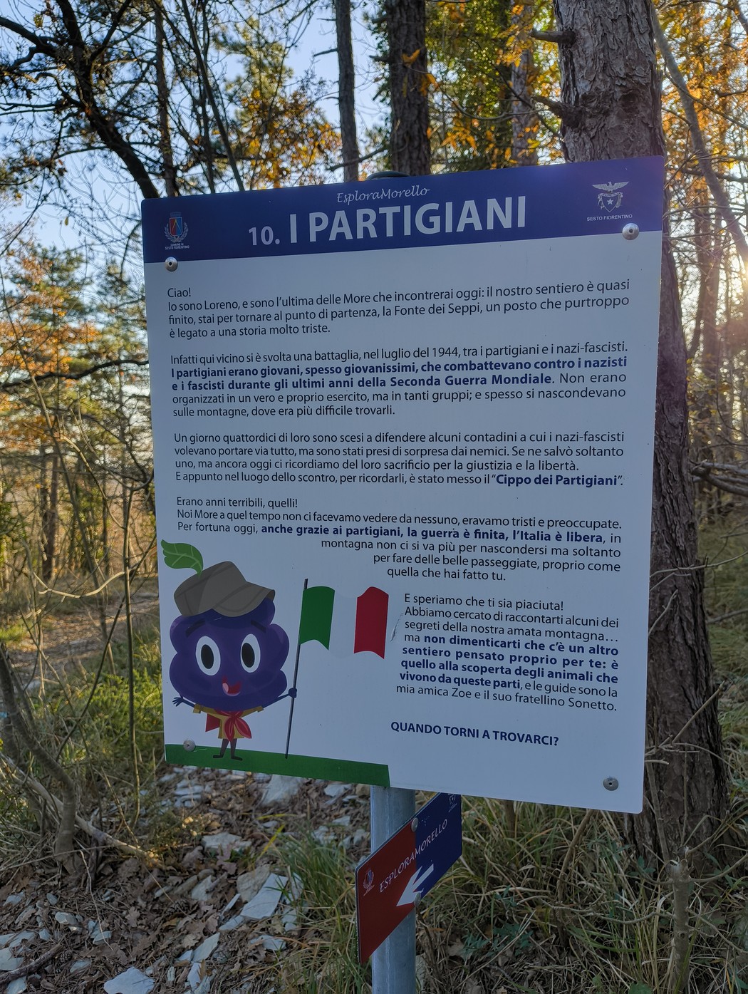 Sentiero "I segreti di Monte Morello": natura e storia si intrecciano, ricordando il coraggio dei partigiani.