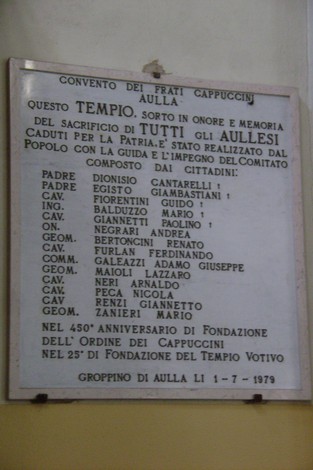 Tempio dei caduti di Aulla, dedicato alla memoria dei sacrifici per la patria e ai cittadini onorati.