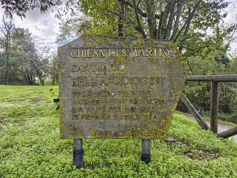 Rovine della Chiesa di San Martino, immersa nella natura, testimonianza storica e spirituale.