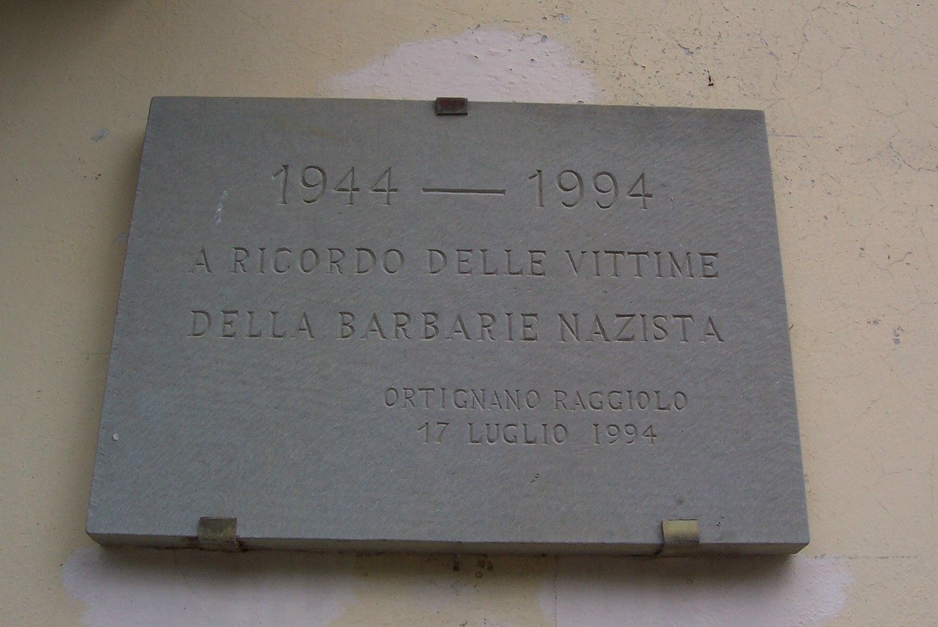 Lapide commemorativa per le vittime delle barbarie naziste, anno 1944-1994, Ortignano Raggiolo.