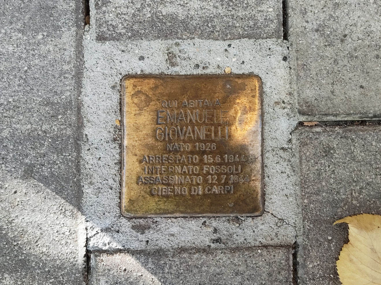 Pietra d'inciampo a Giovanelli, Comune di Bologna (BO), foto 1