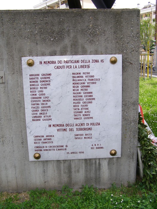 Monumento ai partigiani della Barona, commemorazione dei caduti per la libertà e delle vittime del terrorismo.