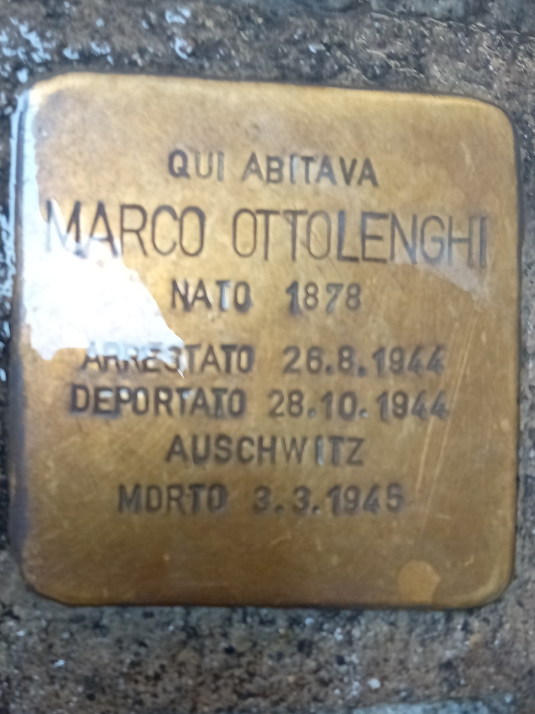 Pietra d'inciampo a Ottolenghi Marco, Comune di Torino (TO), foto 1