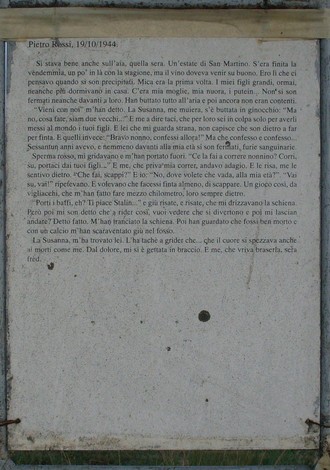 Cippo commemorativo dedicato a Pietro Rossi, ricordato per il suo impegno e sacrificio.