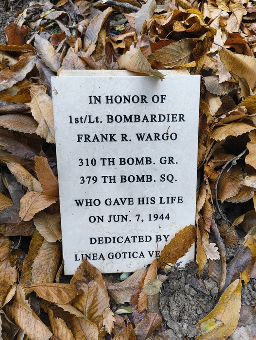 Monumento commemorativo per l'equipaggio del B25J, dedicato al 1° tenente Frank R. Wargo.