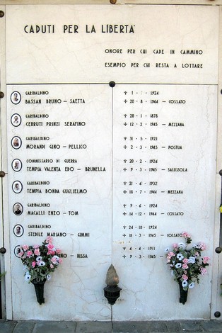 Lapide commemorativa dedicata ai caduti per la Libertà, onore ai sacrifici per la libertà e giustizia.
