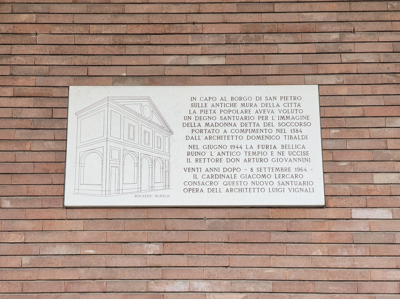 Lapide per le distruzioni alla chiesa, Comune di Bologna (BO), foto 1
