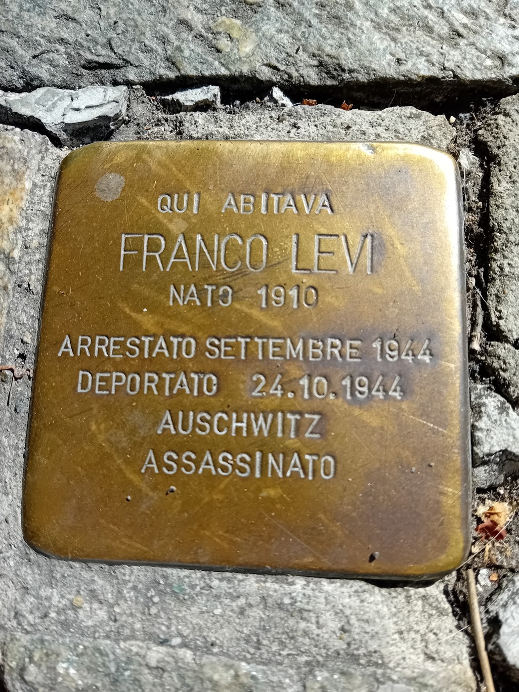 Pietra d'inciampo a Levi Franco, Comune di Torino (TO), foto 1