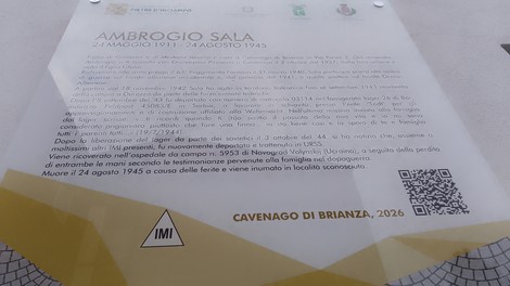 Pietra d'inciampo dedicata ad Ambrogio Sala, commemorativa della sua vita e della deportazione durante la Seconda Guerra Mondiale.