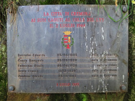 La fossa comune in memoria dei caduti, con una targa commemorativa e date significative.