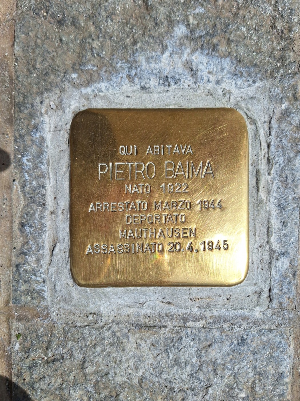 Pietra d'inciampo a Baima Pietro, Comune di Nole (TO), foto 1