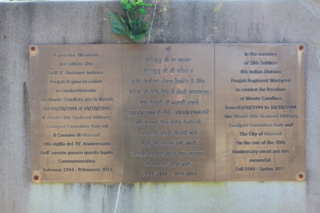 Monumento commemorativo della Battaglia della Cavallara, dedicato ai soldati indiani e in particolare ai martiri Sikh.