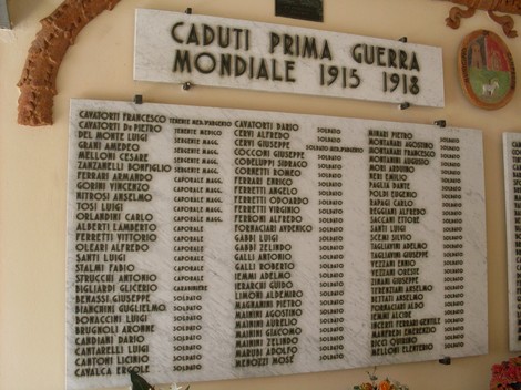 Lapidi commemorative ai caduti della Prima Guerra Mondiale a Campegine.