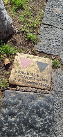 Pietra d'inciampo dedicata alla memoria, simbolo di riflessione sulle vite perse e sull'importanza della memoria storica.