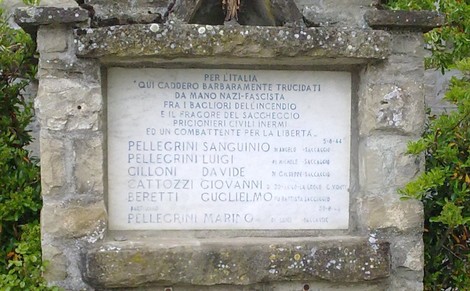 Lapide commemorativa dedicata a Pellegrini e altri caduti da mano nazifascista in Italia.