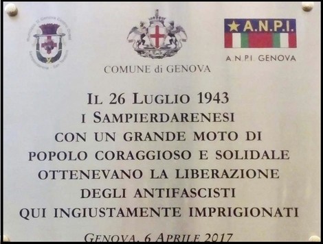 Lapidi commemorative del Municipio II, in ricordo della liberazione degli antifascisti a Genova.