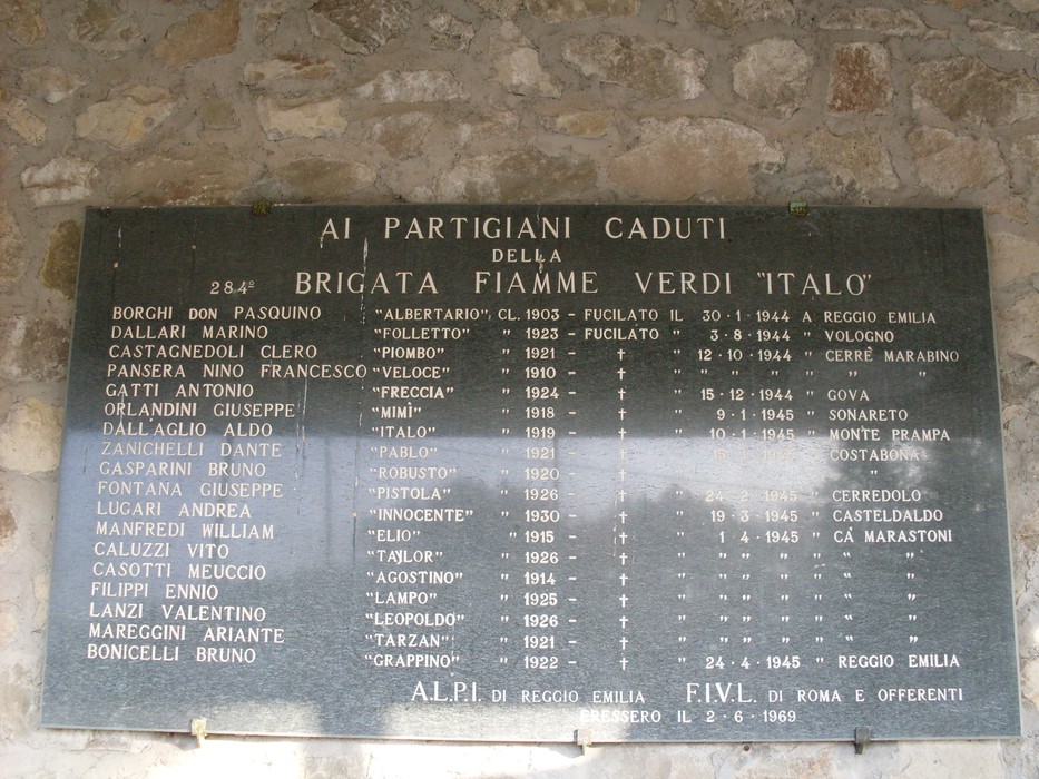 Sacrario di Ca' Marastoni, memoriale ai partigiani caduti della Brigata Fiamme Verdi "Italo". Reggio Emilia.