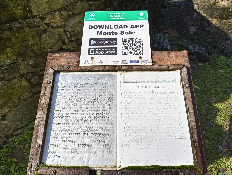 Rovine della chiesa di Casaglia, testimonianza storica immersa nel verde del Parco di Monte Sole.