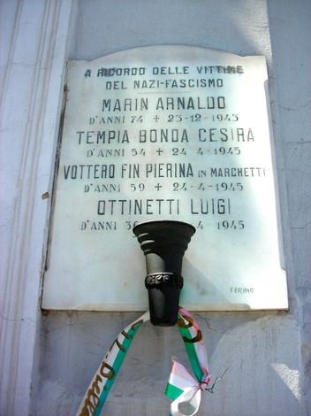 Lapide commemorativa dedicata alle vittime del nazifascismo: Marin, Tempia, Vottero e Ottinetti.