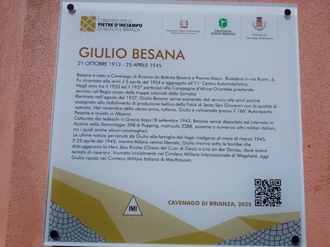 Pietra d'inciampo dedicata a Giulio Besana, un memoriale che onora la sua memoria e la sua storia.