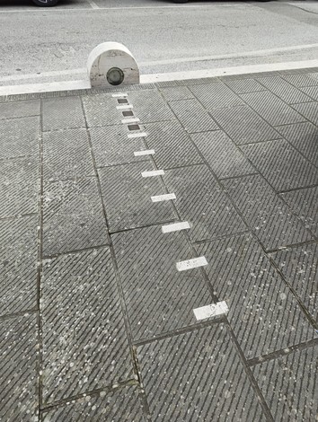 Pietre d'inciampo dedicate a Giacomelli, Gemignani, Fedi e altri su un marciapiede. Memoria storica visibile.