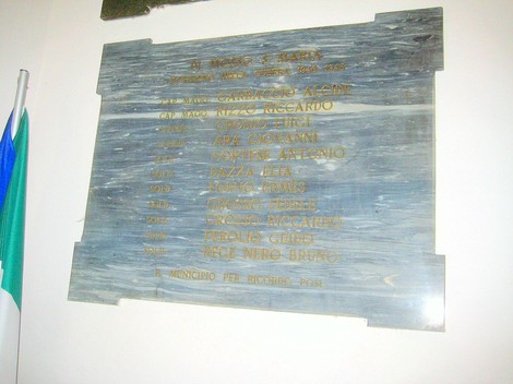 Lapide commemorativa ai caduti di Mosso Santa Maria, in ricordo dei sacrifici per la patria.