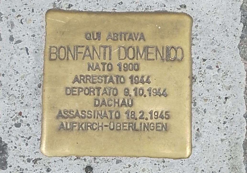 Pietra d'inciampo dedicata a Bonfanti Domenico, segna la sua storia e il ricordo dell'Olocausto a Bonfanti.
