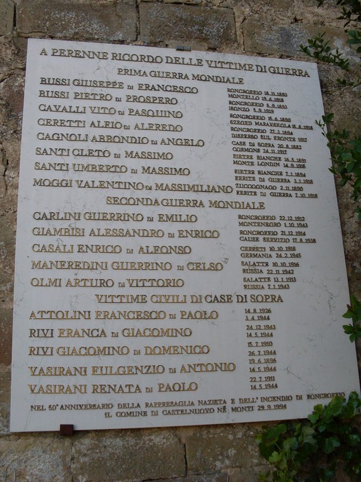 Lapidi commemorative in onore dei caduti di Roncroffio, a ricordo delle vittime delle guerre mondiali.