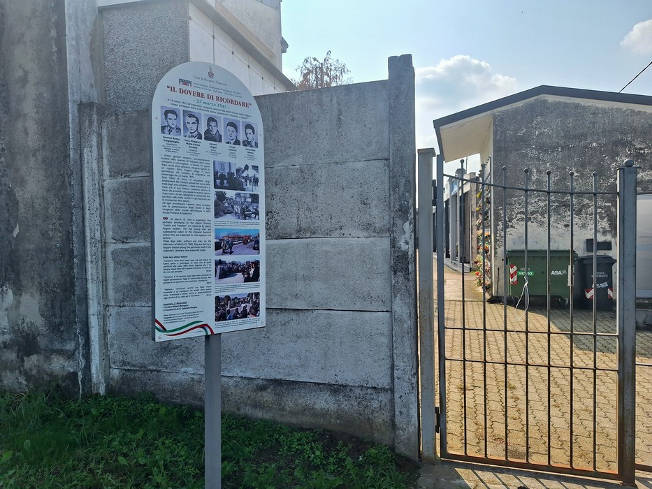 Pannello a ricordo dell'eccidio di Argentera, Comune di Rivarolo Canavese (TO), foto 3