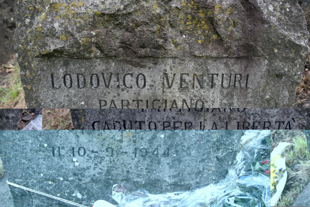 Cippo commemorativo dedicato a Lodovico Venturi, partigiano caduto per la libertà nel 1944.