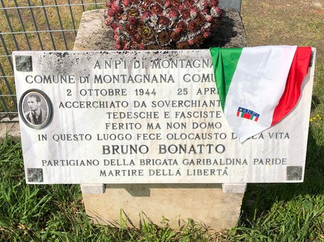 Lapide commemorativa di Bruno Bonato, partigiano e martire della libertà, a Montagnana.