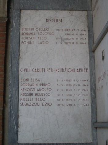 Sacrario dei Caduti di Sesso, onore ai dispersi e ai civili caduti durante i conflitti aerei.