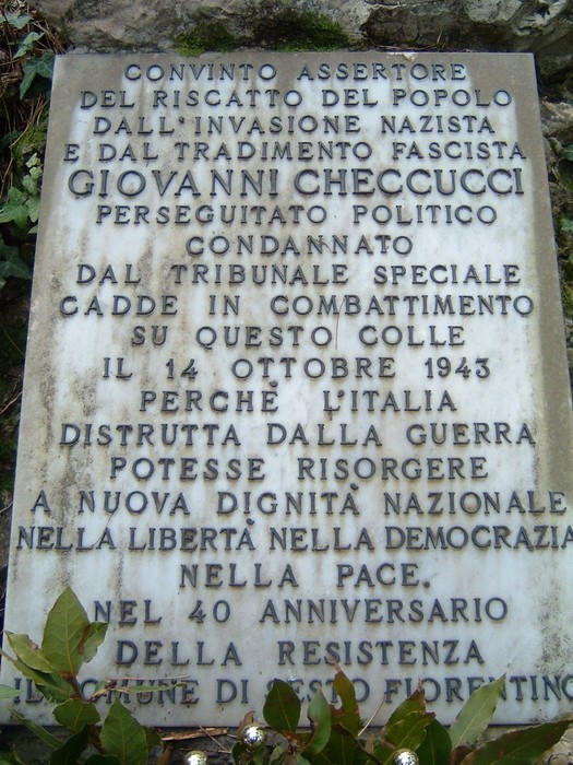 Monumento a Checcucci, dedicato al perseguitato politico Giovanni Checcucci, vittima del nazifascismo.