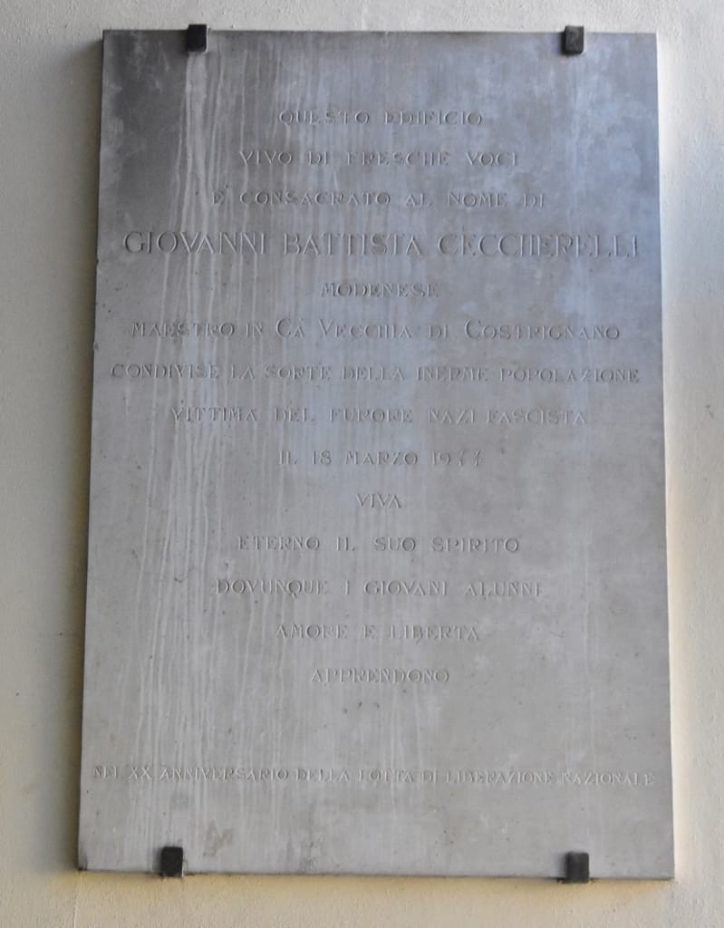 Lapide commemorativa dedicata a Giovanni Battista Ceccherelli, vittima del fascismo, posta a Castiglion Fiorentino.
