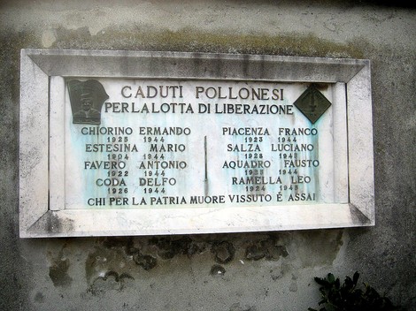 Lapide commemorativa dedicata ai caduti per la Libertà, in onore dei combattenti della Resistenza.