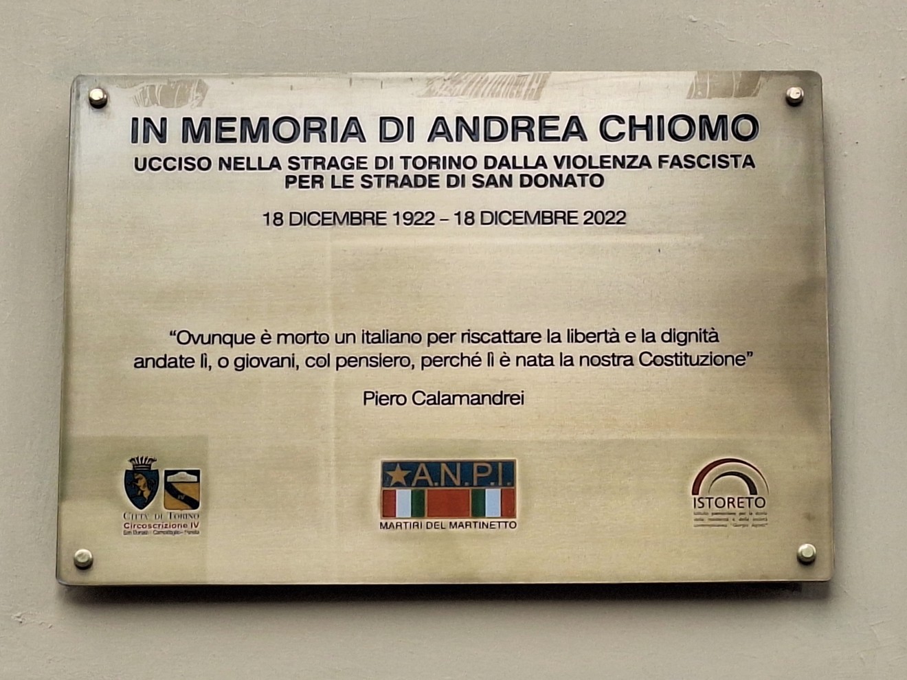 Targa a Chiomo, Comune di Torino (TO), foto 1