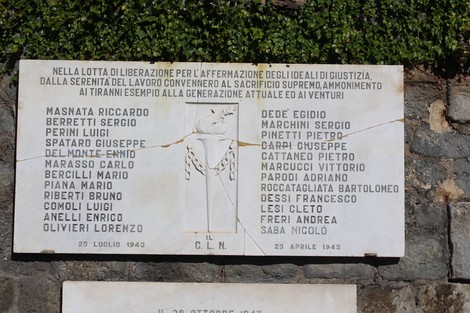 Lapide commemorativa dedicata ai caduti dell'Ansaldo Meccanico, con nomi di eroici liberatori.