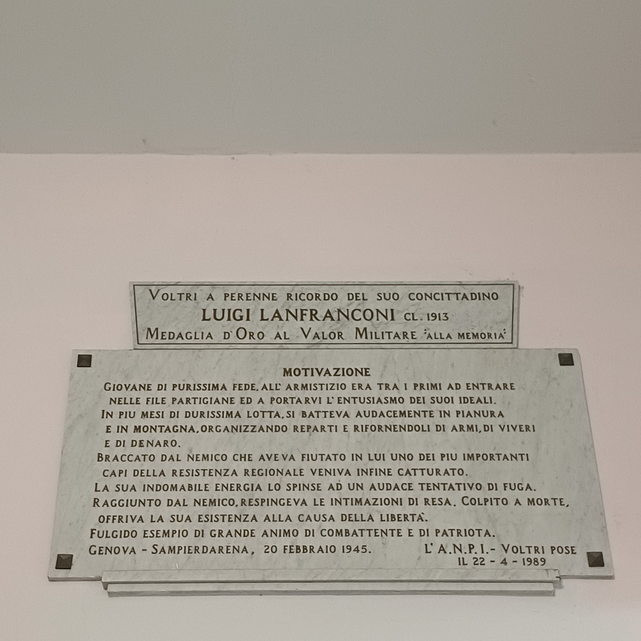 Lapide a Lanfranconi, Comune di Genova (GE), foto 1