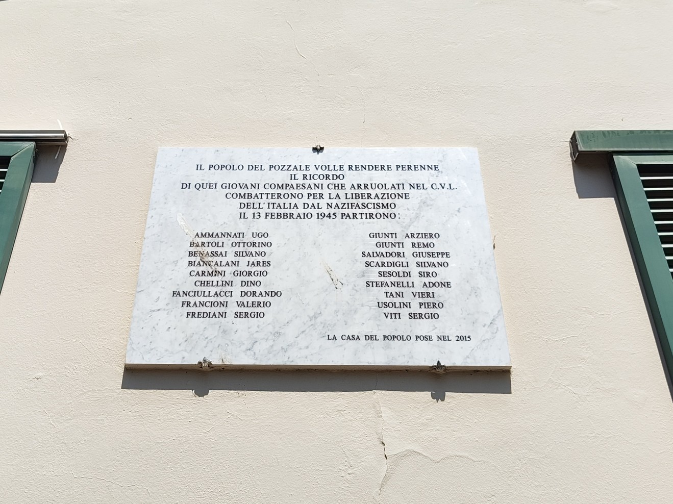 Lapide ai volontari del CVL del Pozzale, Comune di Empoli (FI), foto 1