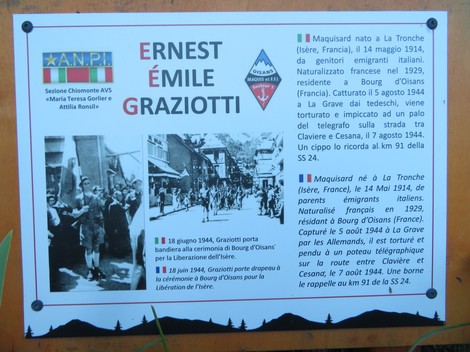 Monumento a Graziotti, dedicato al suo contributo alla resistenza e alla libertà, con iscrizioni commemorative.