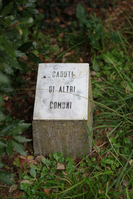 Pietra commemorativa nel Giardino della meditazione, circondata da vegetazione lussureggiante.