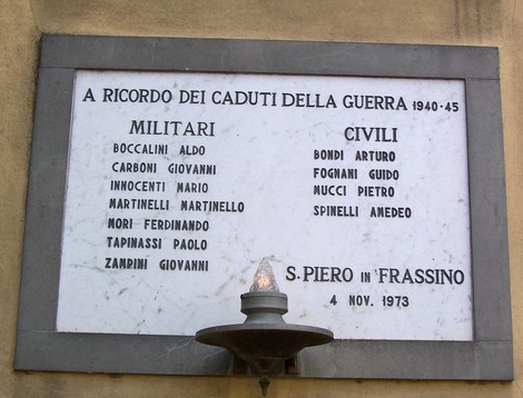 Lapide commemorativa dei caduti di San Piero nella Seconda Guerra Mondiale, anno 1940-45.