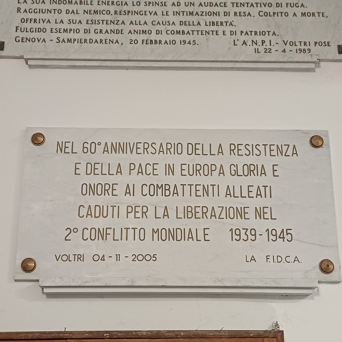 Lapide ai combattenti alleati, Comune di Genova (GE), foto 1