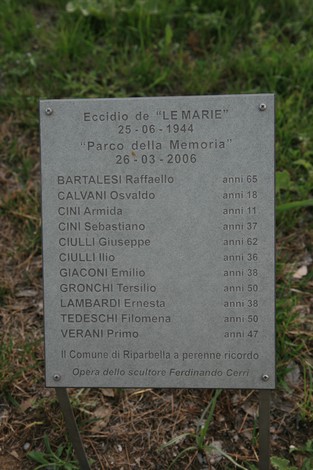 Monumento del Parco della Memoria, dedicato alle vittime dell'eccidio del 25 giugno 1944 a Le Marie.