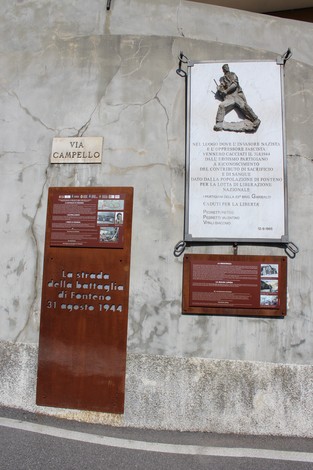 Lapide commemorativa dedicata alla 53a Brigata Garibaldi, situata in via Campello.