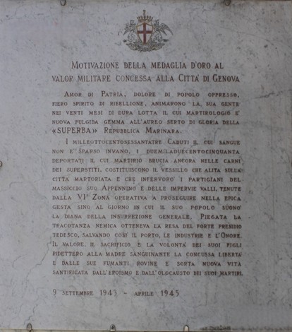Lapide per la medaglia d'oro a Genova, Comune di Genova (GE), foto 1